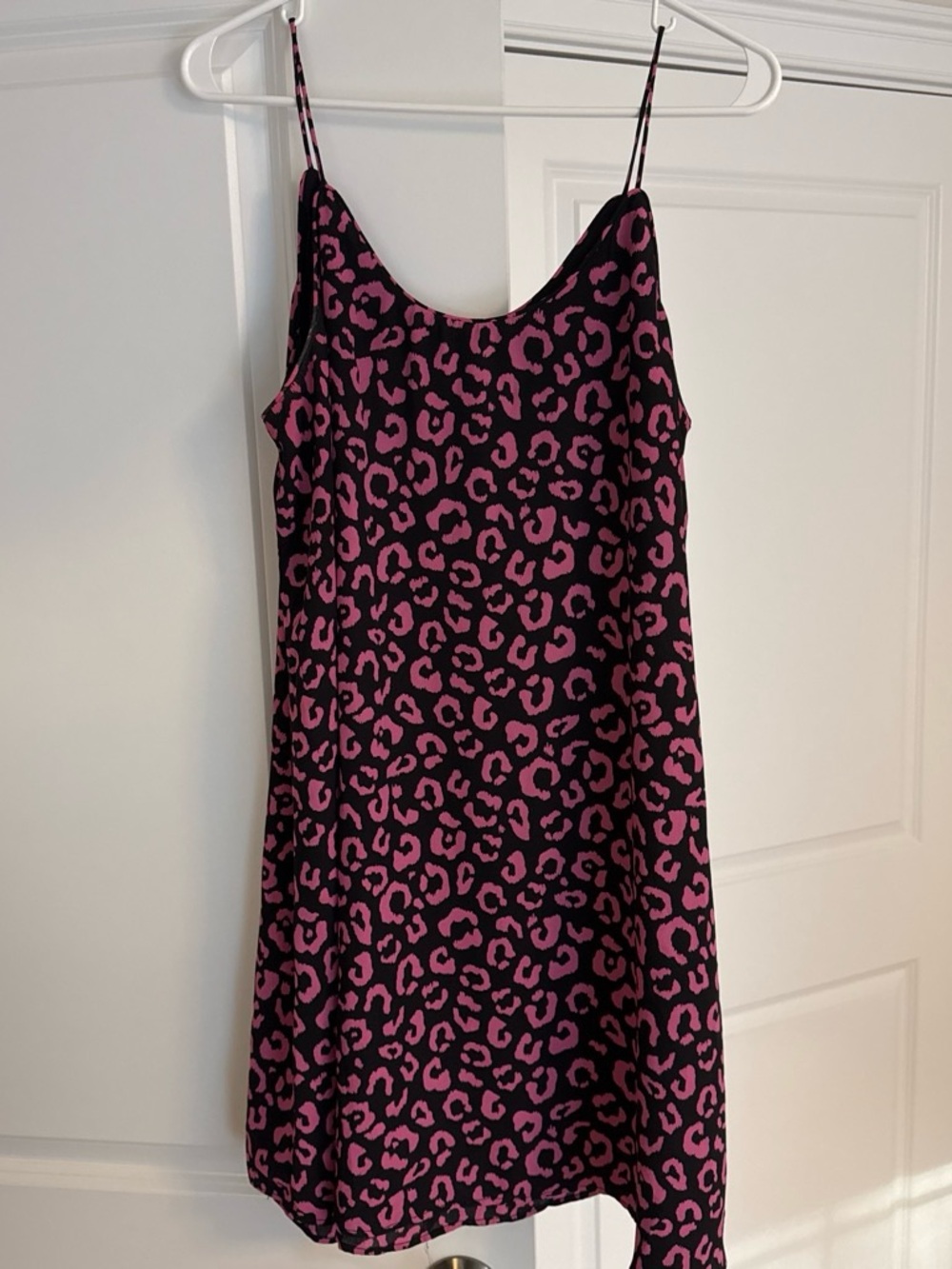 Alya Black Slip Dress with Pink Leopard Print